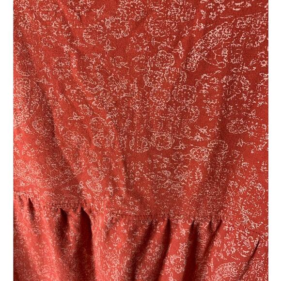 Frye Faded Bandana Red Tiered Cotton Jersey Knit Dress w/ Pockets Plus Size XXL - Picture 5 of 12
